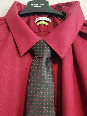 2/$15 Van Heusen Red Men's Dress Shirt and Tie Combo - Size 20 Neck - Used